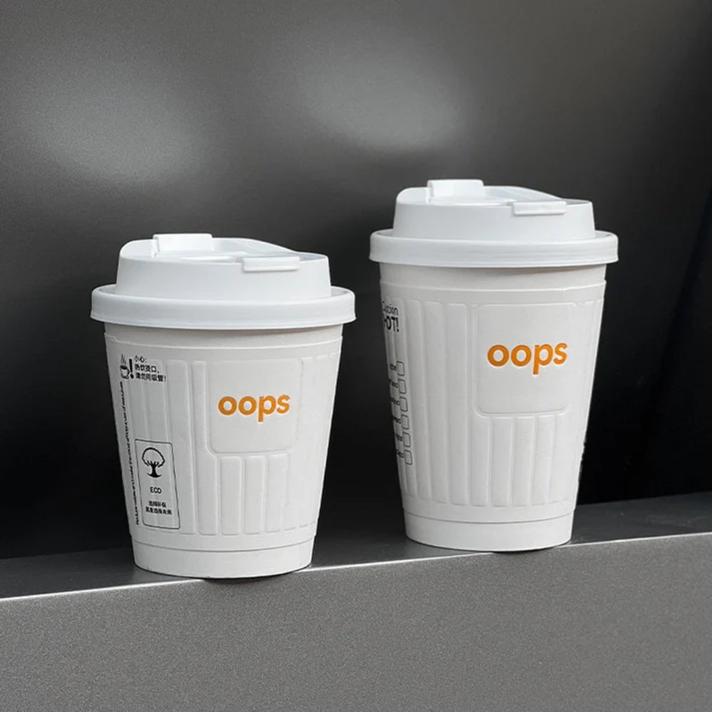 Vasos de papel gofrados con revestimiento de barrera a base de agua sin plástico