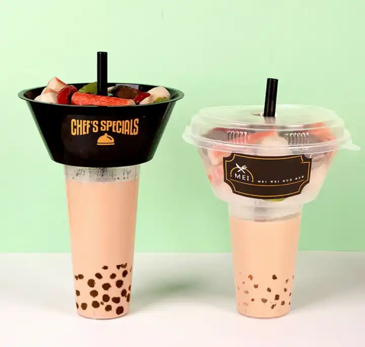 Bespoke 2 In 1 Hot Pot Cup Steak Cup Fried Chicken Milk Tea Snack And Drink Holder Cup - Fastfoodpak