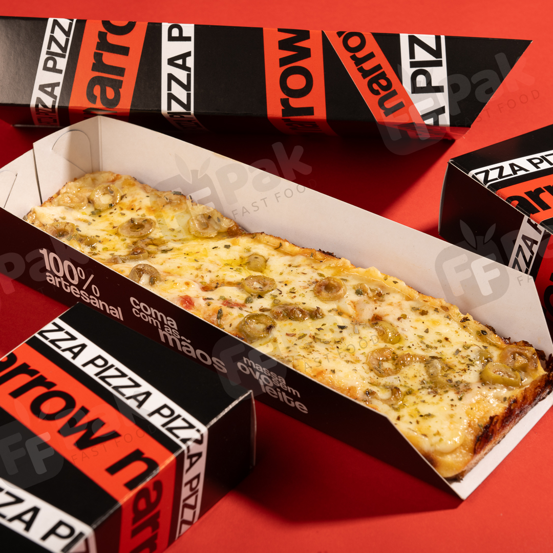 Bespoke Logo Design 25CM Pizza Box Two Part Sliding Pizza Box For Long Pizza Take Away - Fastfoodpak
