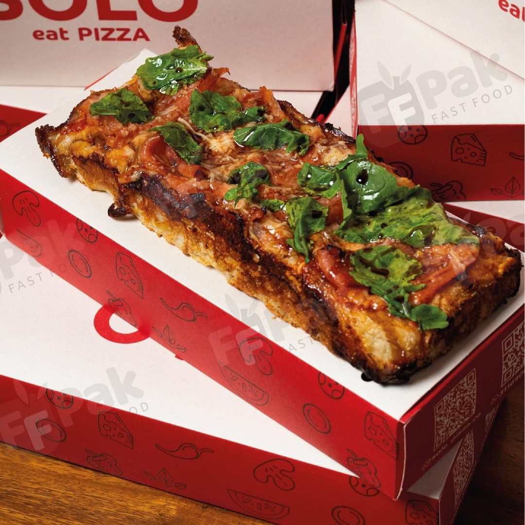 Bespoke Logo Design 25CM Pizza Box Two Part Sliding Pizza Box For Long Pizza Take Away - Fastfoodpak