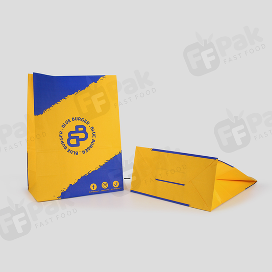 Custom Logo Printed Biodegradable Kraft Chips Pop Corn Packaging Take Away Food Paper Bag