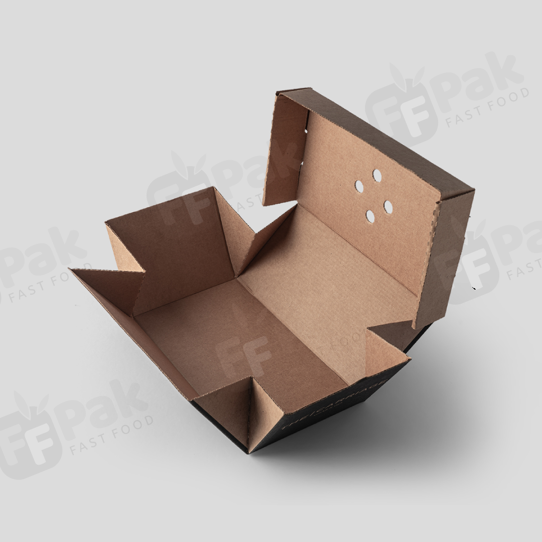 Customized Foldable Clamshell Fast Food Take Away Kraft Packing Burger Box