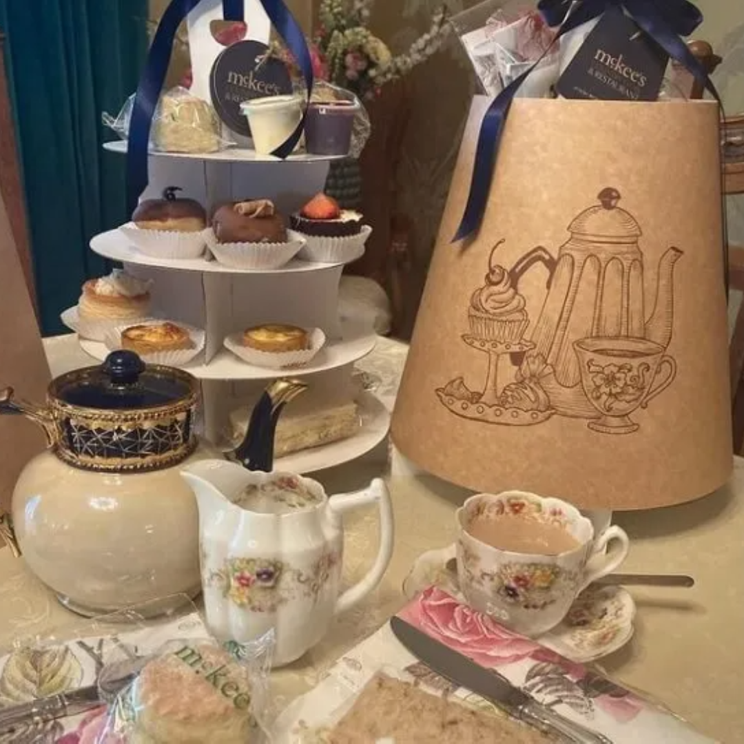 Custom Afternoon Tea Take Away Set Tall Dessert Cake Tray Boxes Cake Paper Stand Cake Box With Ribbon - Fastfoodpak
