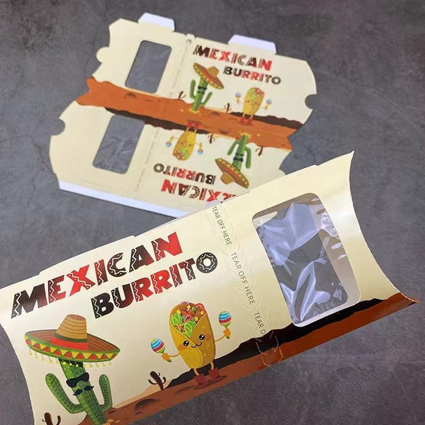 Custom Design Printed Tear Off Paper Shawarma Packaging Burrito Wrap Fries Box Disposable Takeaway Box - Fastfoodpak