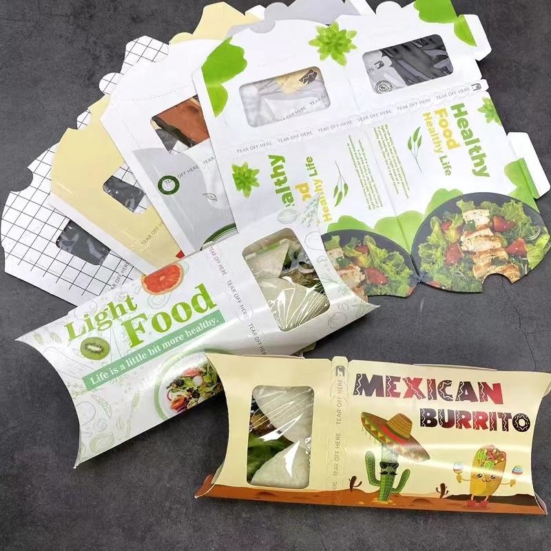 Custom Design Printed Tear Off Paper Shawarma Packaging Burrito Wrap Fries Box Disposable Takeaway Box - Fastfoodpak