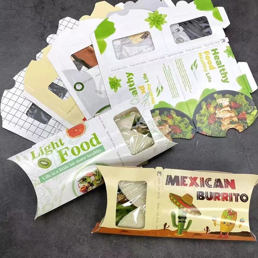 Custom Design Printed Tear Off Paper Shawarma Packaging Burrito Wrap Fries Box Disposable Takeaway Box - Fastfoodpak