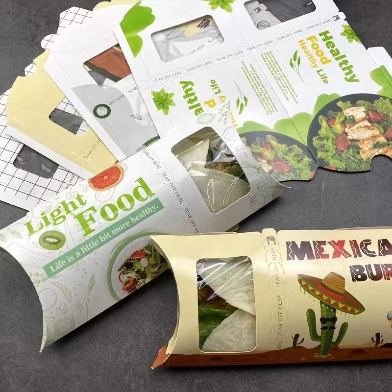 Custom Design Printed Tear Off Paper Shawarma Packaging Burrito Wrap Fries Box Disposable Takeaway Box - Fastfoodpak