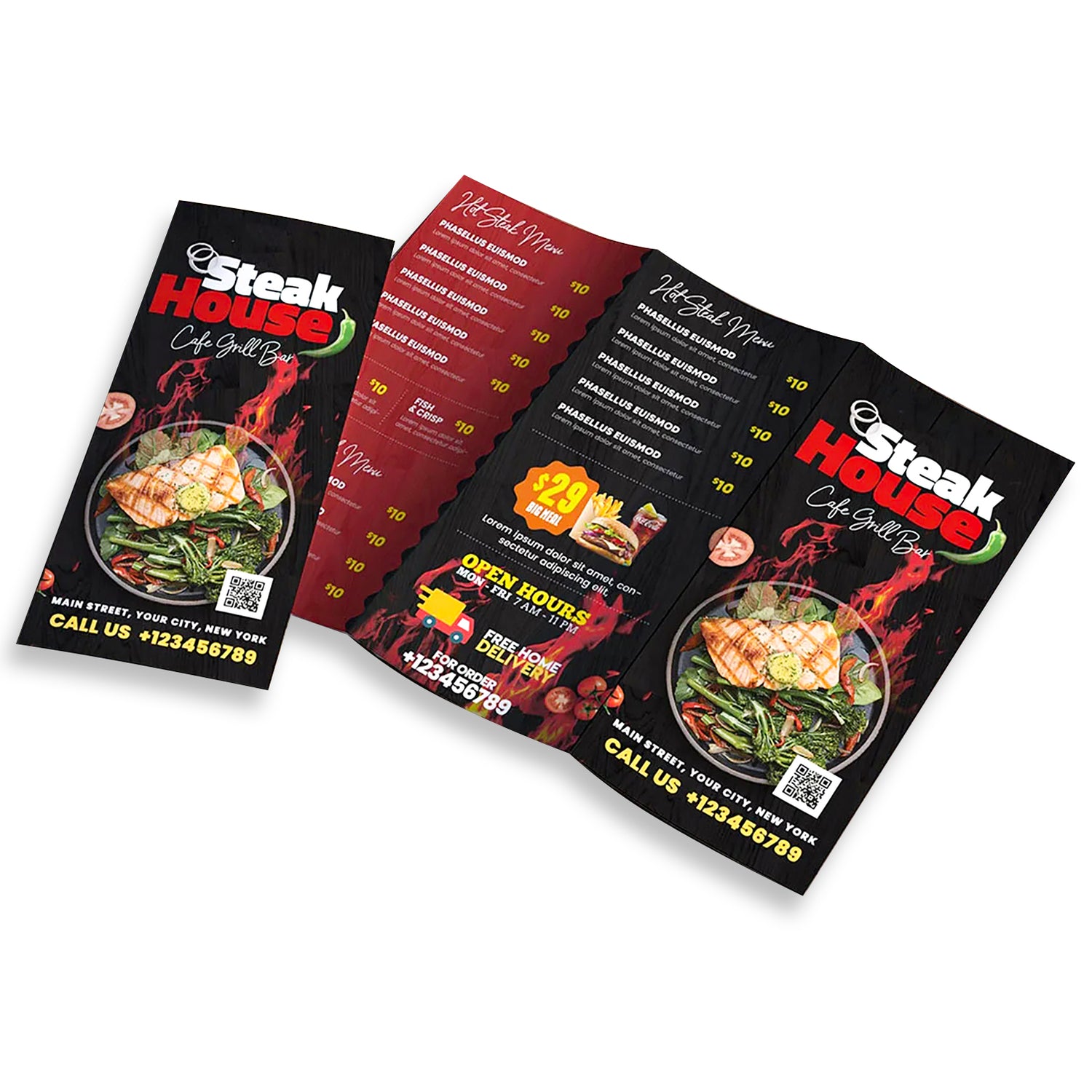 Custom Design Printing Service Flyer Booklet Brochure Catalog Card Printing Instruction Manual Restaurant Menu Paper Printing - Fastfoodpak