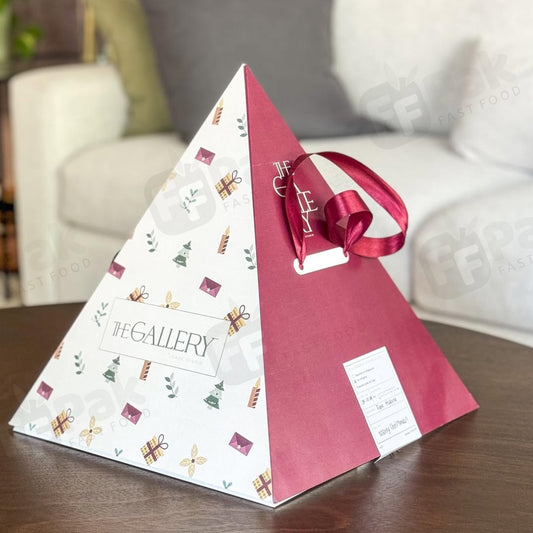 Custom Desserts Pyramid Box Cake Box To-Go Stack Package Food Box Treats Pyramid Grazing Pyramidal Box - Fastfoodpak