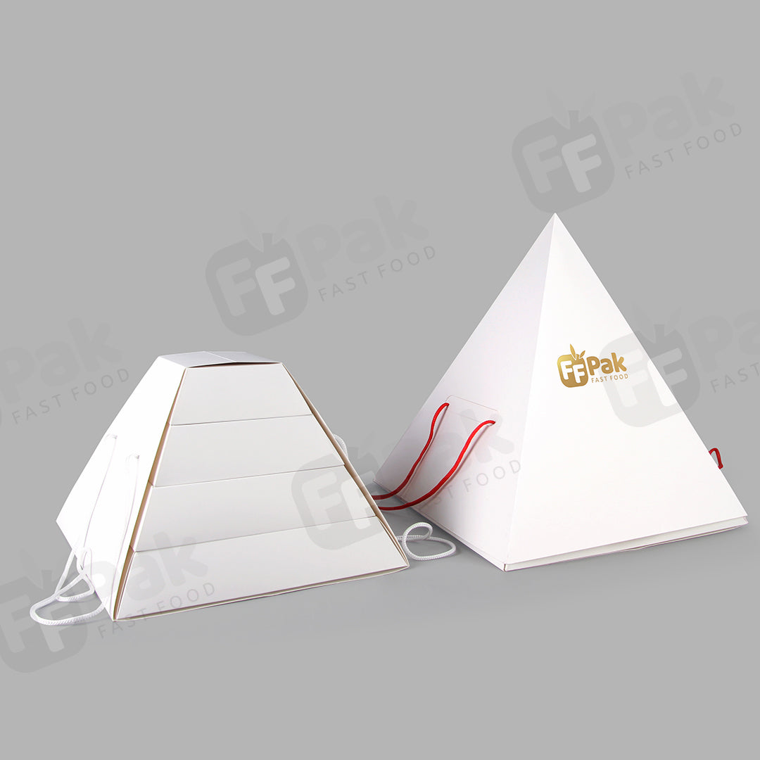 Custom Desserts Pyramid Cake Box To-Go Stack Package Food Box Treats Pyramid Grazing Pyramidal Kraft Platter Box For Food - Fastfoodpak