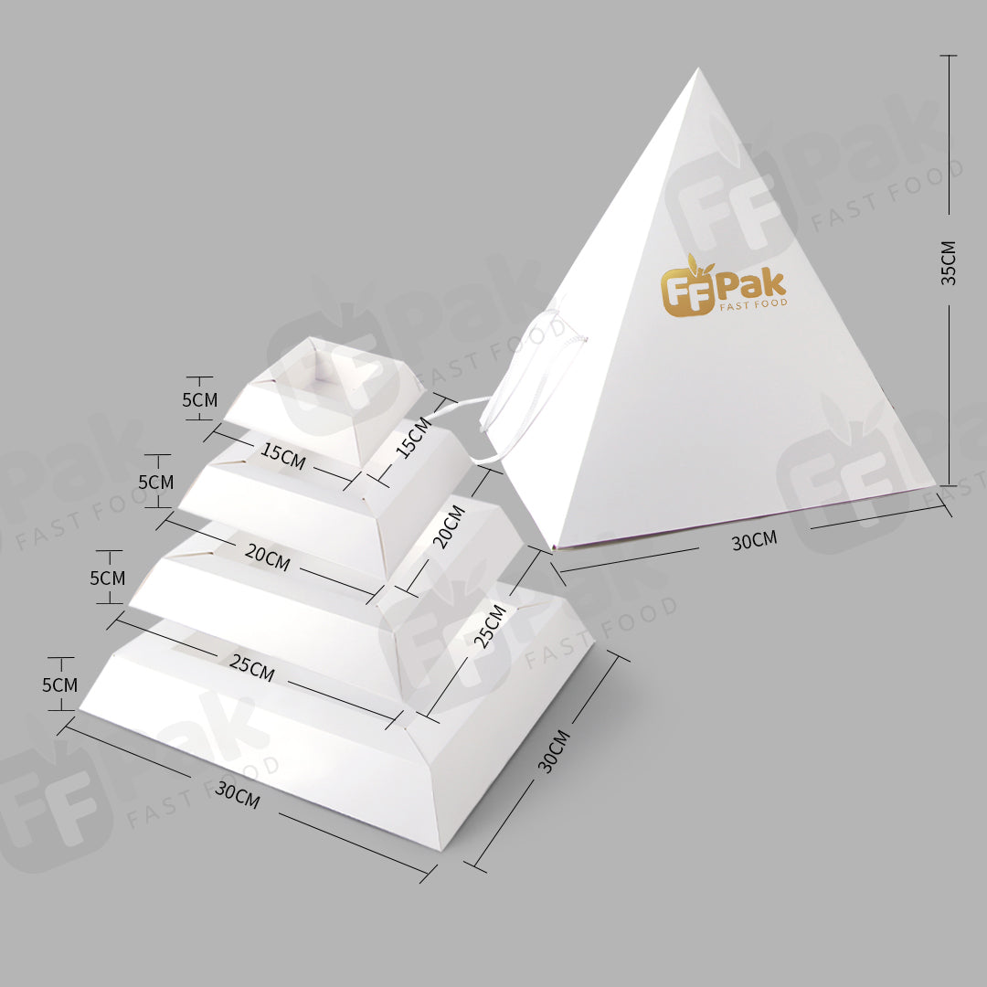 Custom Desserts Pyramid Cake Box To-Go Stack Package Food Box Treats Pyramid Grazing Pyramidal Kraft Platter Box For Food - Fastfoodpak