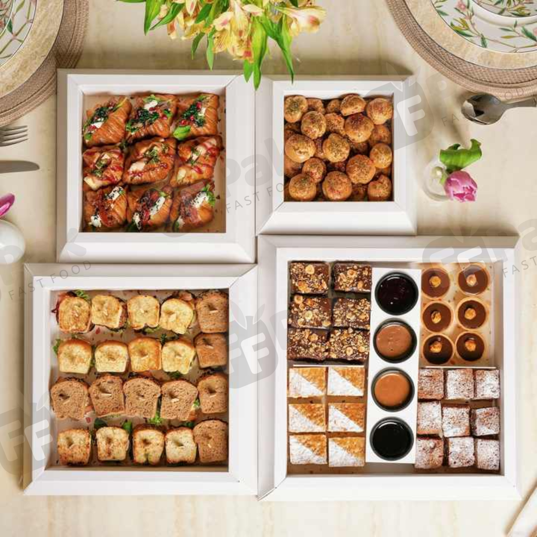Custom Desserts Pyramid Cake Box To-Go Stack Package Food Box Treats Pyramid Grazing Pyramidal Kraft Platter Box For Food - Fastfoodpak
