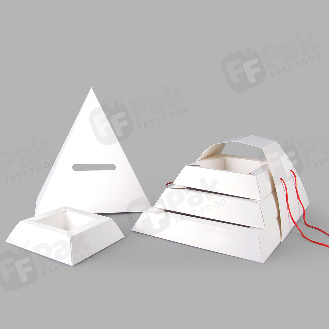 Custom Desserts Pyramid Cake Box To-Go Stack Package Food Box Treats Pyramid Grazing Pyramidal Kraft Platter Box For Food - Fastfoodpak