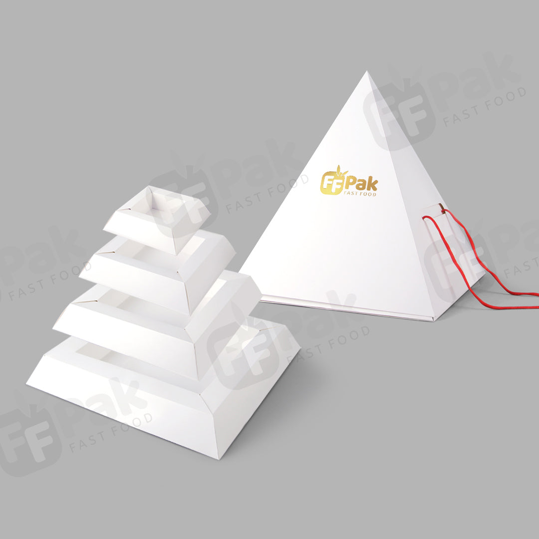 Custom Desserts Pyramid Cake Box To-Go Stack Package Food Box Treats Pyramid Grazing Pyramidal Kraft Platter Box For Food - Fastfoodpak