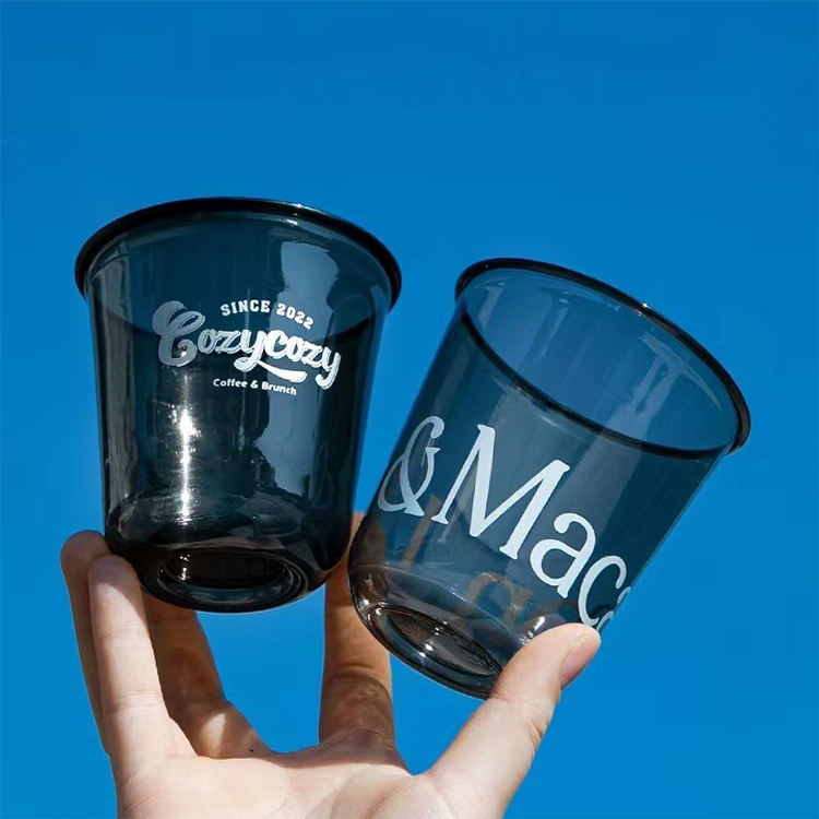 Custom LOGO Printed Clear Disposable Plastic U Shape PET Juice Boba Milk Bubble Tea Cup With lids - Fastfoodpak