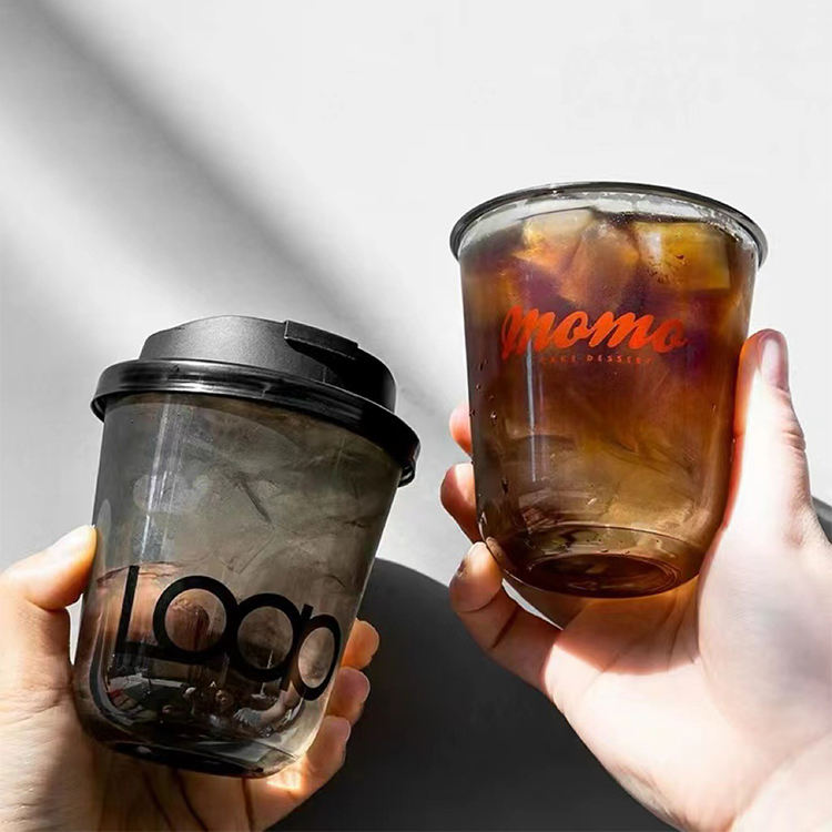 Custom LOGO Printed Clear Disposable Plastic U Shape PET Juice Boba Milk Bubble Tea Cup With lids - Fastfoodpak