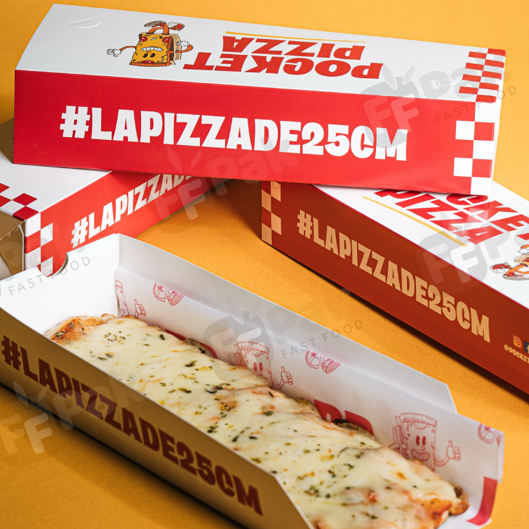 Custom Logo 25CM Pizza Box Two Part Sliding Pizza Box For Long Pizza - Fastfoodpak