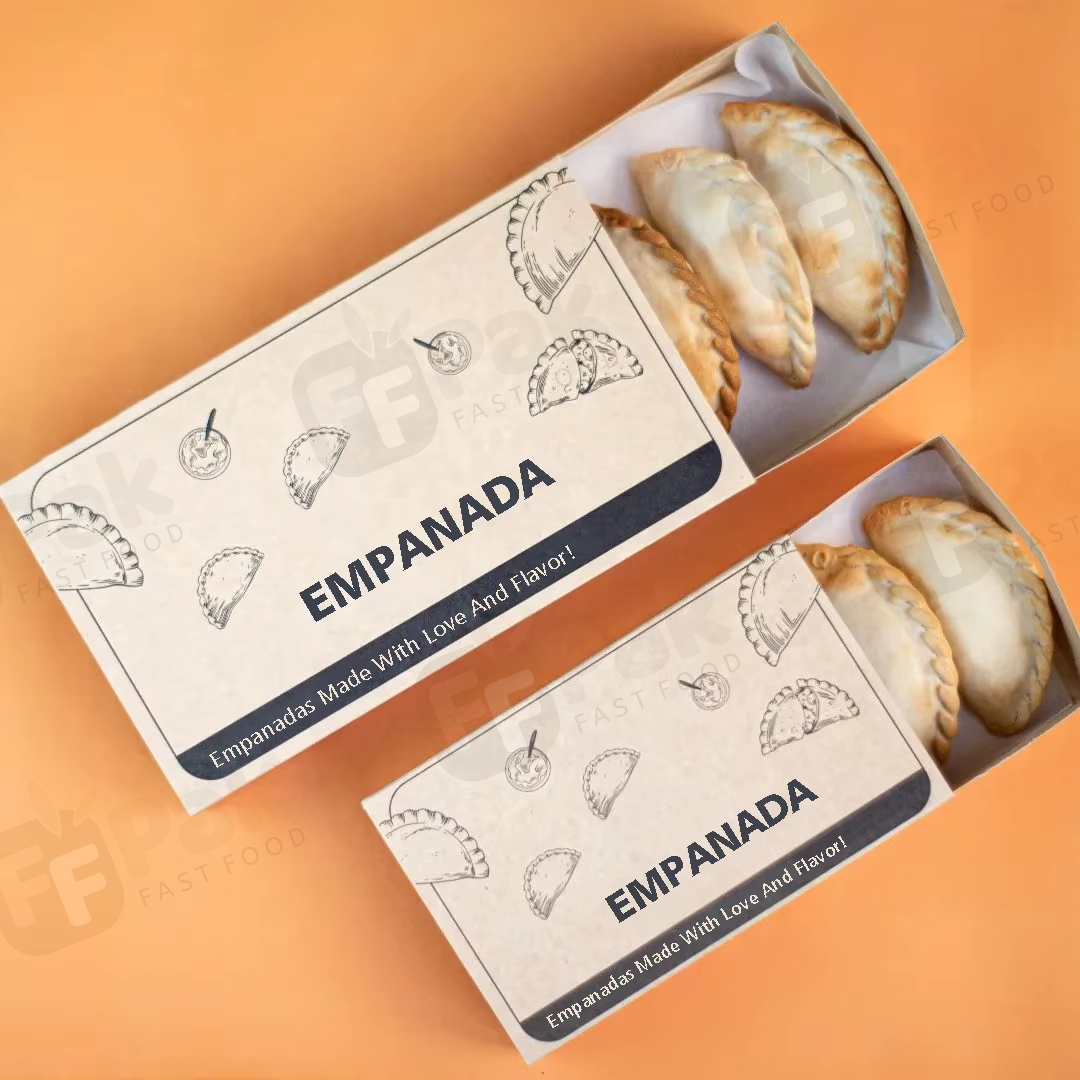 Custom Logo Custom Kraft Paper Package Sliding Delicious Empanada Pot Pie Drawer Box Empanadas Delivery Shipping Boxes - Fastfoodpak