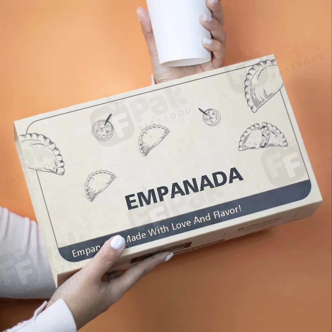 Custom Logo Custom Kraft Paper Package Sliding Delicious Empanada Pot Pie Drawer Box Empanadas Delivery Shipping Boxes - Fastfoodpak