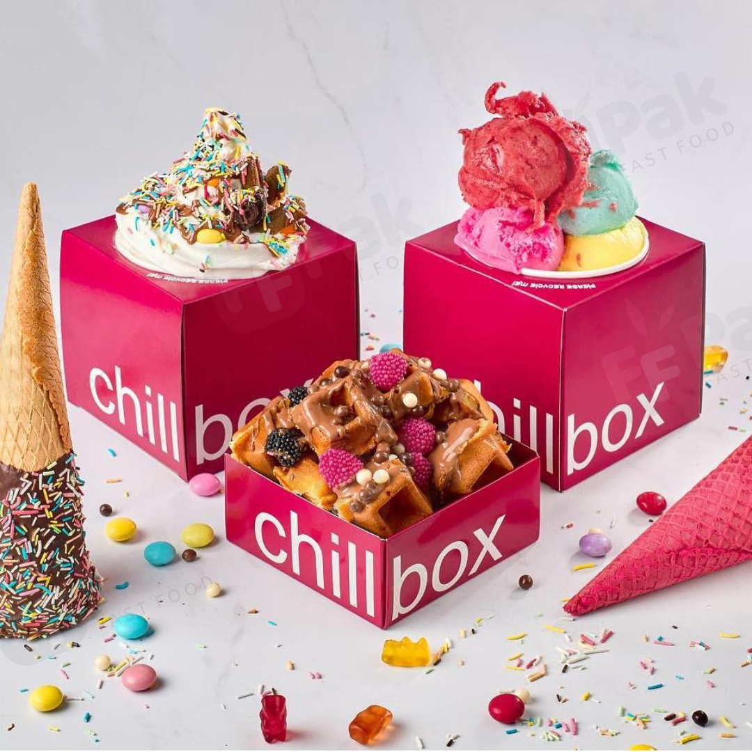 Custom Logo Ice Cream Takeout Boxes & Frozen Yogurt Cups - Personalized Food Packaging for Yogurt - Fastfoodpak