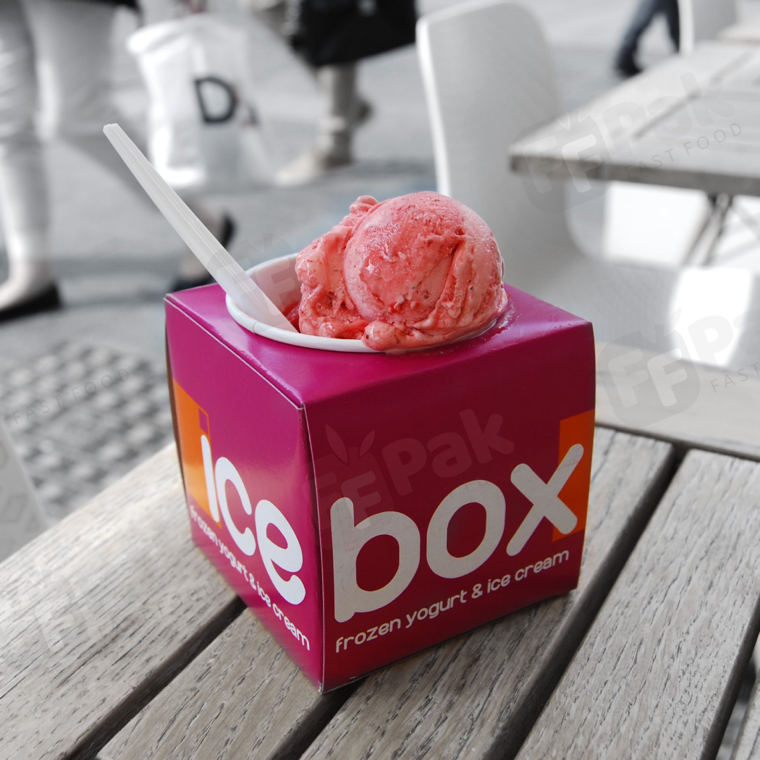 Custom Logo Ice Cream Takeout Boxes & Frozen Yogurt Cups - Personalized Food Packaging for Yogurt - Fastfoodpak