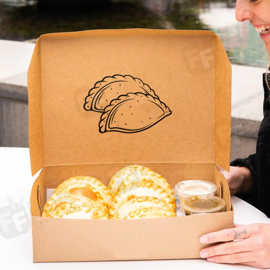 Custom Logo Kraft Paper Package Sliding Delicious Empanada Pot Pie Drawer Box Empanadas Delivery Shipping Boxes - Fastfoodpak