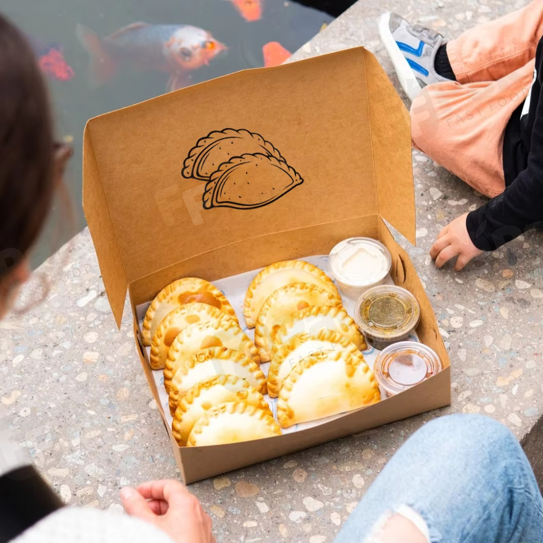 Custom Logo Kraft Paper Package Sliding Delicious Empanada Pot Pie Drawer Box Empanadas Delivery Shipping Boxes - Fastfoodpak