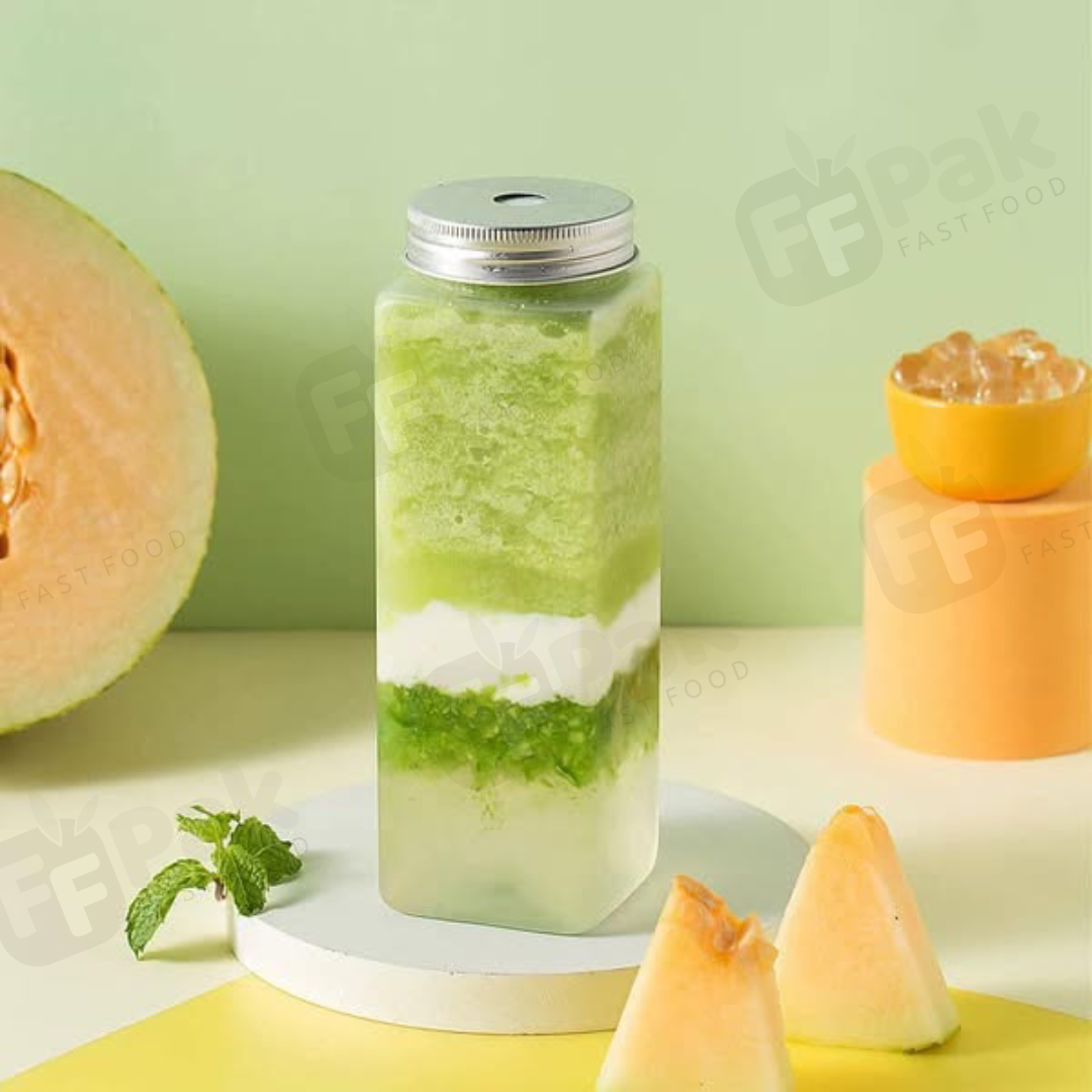 Custom Logo PET Can PET Bottles 350ml/400ml/500ml Rectangle Shape Milk Tea Empty Juice Bottle With Aluminum Screw Lids - Fastfoodpak