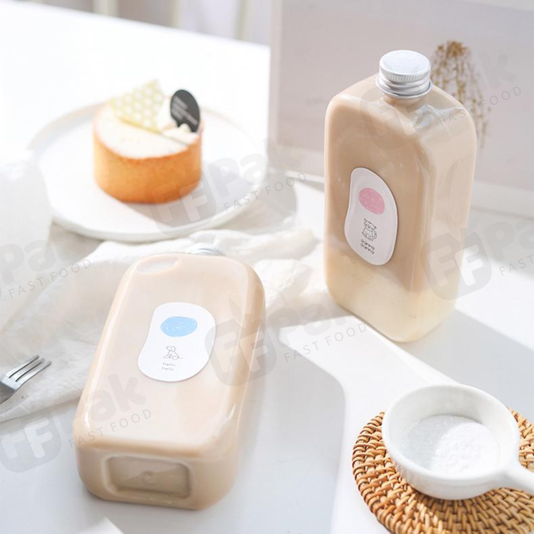 Custom Logo PET Can PET Bottles Empty PET Plastic Juice Milk Tea Flat Bottle - Fastfoodpak