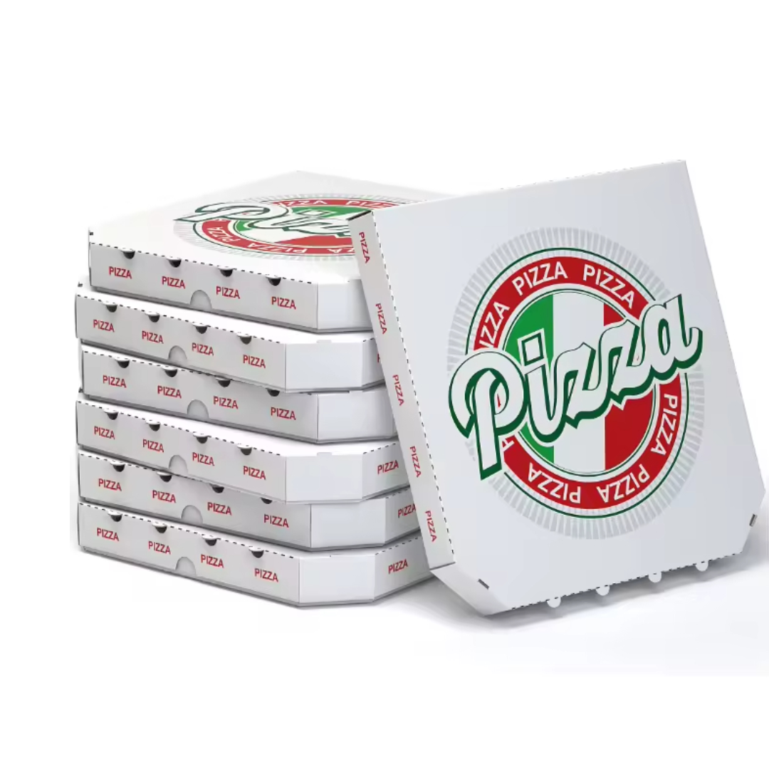 Custom Logo Printed 6, 7, 8, 9, 10, 12, 14, 16, 18 Inch Wholesale Custom Logo Pink Paper Packaging Empty Eco Rectangular Pizza Box - Fastfoodpak