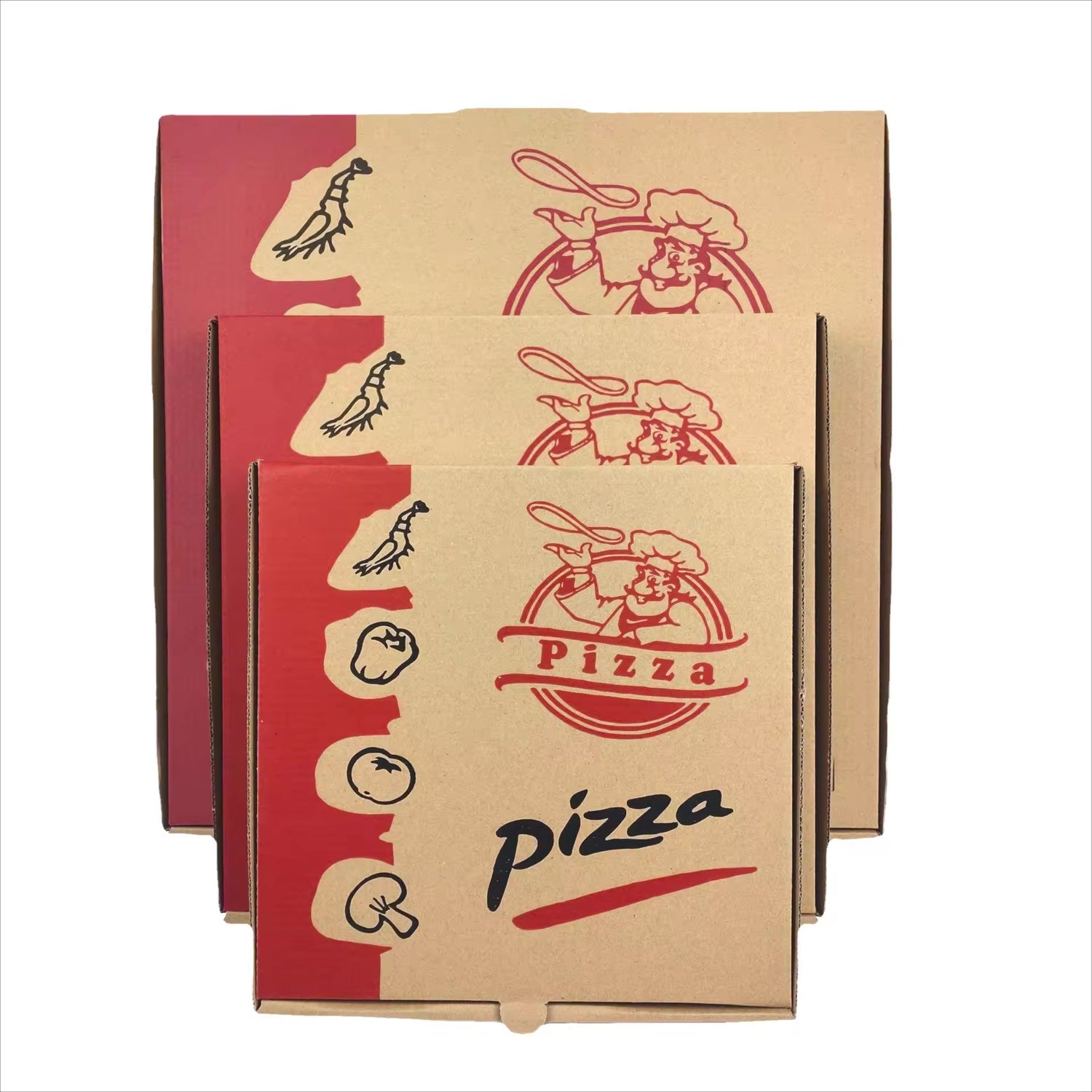 Custom Logo Printed 6, 7, 8, 9, 10, 12, 14, 16, 18 Inch Wholesale Custom Logo Pink Paper Packaging Empty Eco Rectangular Pizza Box - Fastfoodpak