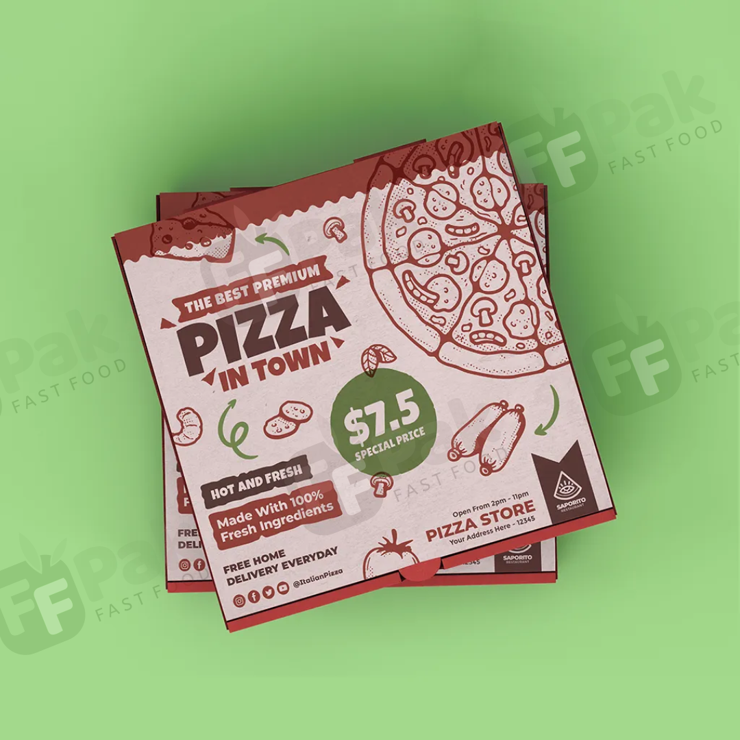 Custom Logo Printed 6, 7, 8, 9, 10, 12, 14, 16, 18 Inch Wholesale Custom Logo Pink Paper Packaging Empty Eco Rectangular Pizza Box - Fastfoodpak