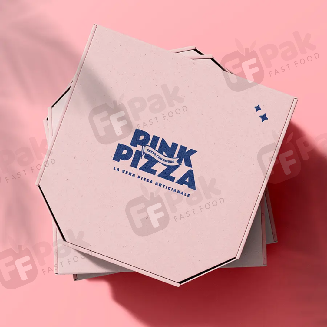 Custom Logo Printed 6, 7, 8, 9, 10, 12, 14, 16, 18 Inch Wholesale Custom Logo Pink Paper Packaging Empty Eco Rectangular Pizza Box - Fastfoodpak