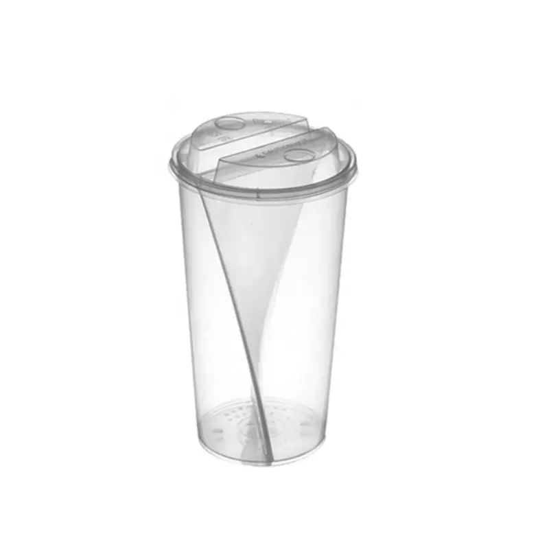 Custom Logo Twins Share Cups 700ml 2 Compartment Juice Boba Tea Bubble Tea Double Shared 2 Compartment Juice Cup With Lid - Fastfoodpak