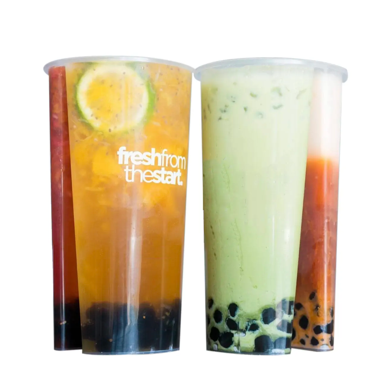 Custom Logo Twins Share Cups 700ml 2 Compartment Juice Boba Tea Bubble Tea Double Shared 2 Compartment Juice Cup With Lid - Fastfoodpak