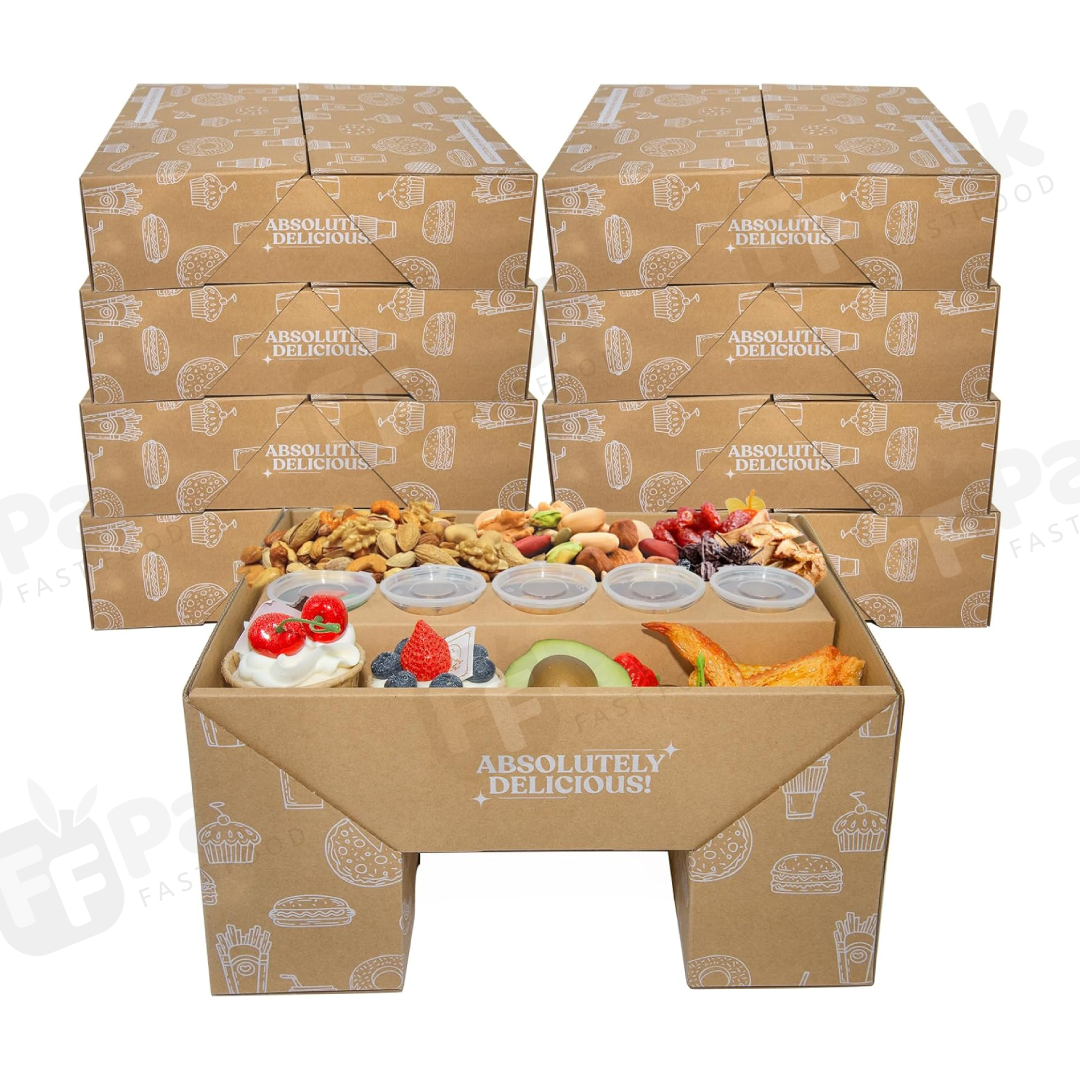 Custom Logo Wholesale Paper Color Flip Box Party Chocolate Favorite Grazing Box Catering Packaging Platter Box - Fastfoodpak