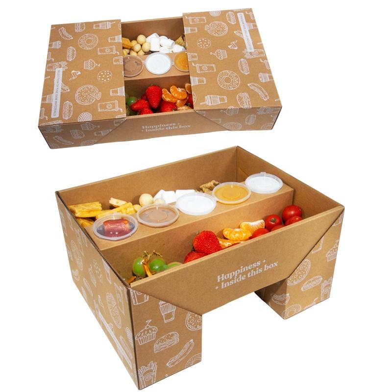 Custom Logo Wholesale Paper Color Flip Box Party Chocolate Favorite Grazing Box Catering Packaging Platter Box - Fastfoodpak