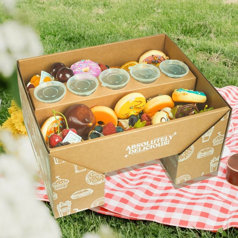 Custom Logo Wholesale Paper Color Flip Box Party Chocolate Favorite Grazing Box Catering Packaging Platter Box - Fastfoodpak
