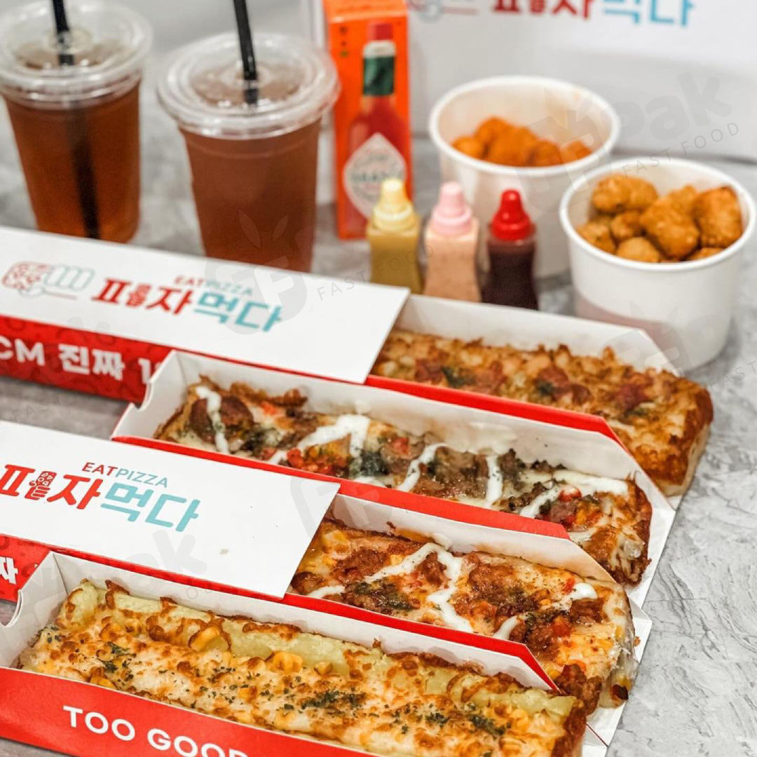 Custom Printed 25cm Korea Concept Pizzas Drawer Box Cardboard Packaging Box Custom Logo Cheese Pizza Boxes 25cm pizza box For Food Packing - Fastfoodpak