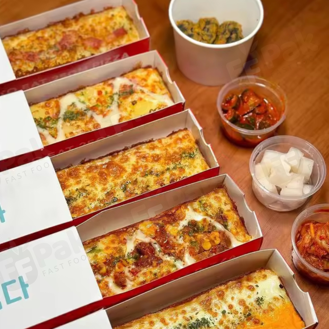 Custom Printed 25cm Korea Concept Pizzas Drawer Box Cardboard Packaging Box Custom Logo Cheese Pizza Boxes 25cm pizza box For Food Packing - Fastfoodpak