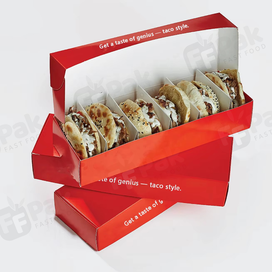 Custom Printed Tacos Takeaway Gift Packaging Pick Food Paper Box Tacos With Dividers - Fastfoodpak