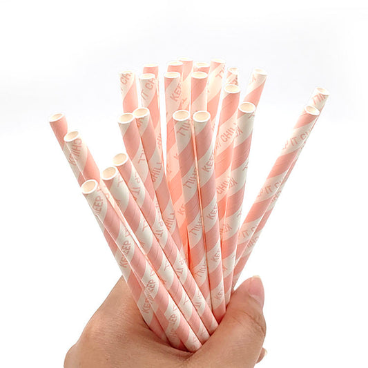 Custom Wholesale Biodegradable Food Grade Pink Straw Drinking Straws High Quality Disposable Drink Paper Straw - Fastfoodpak
