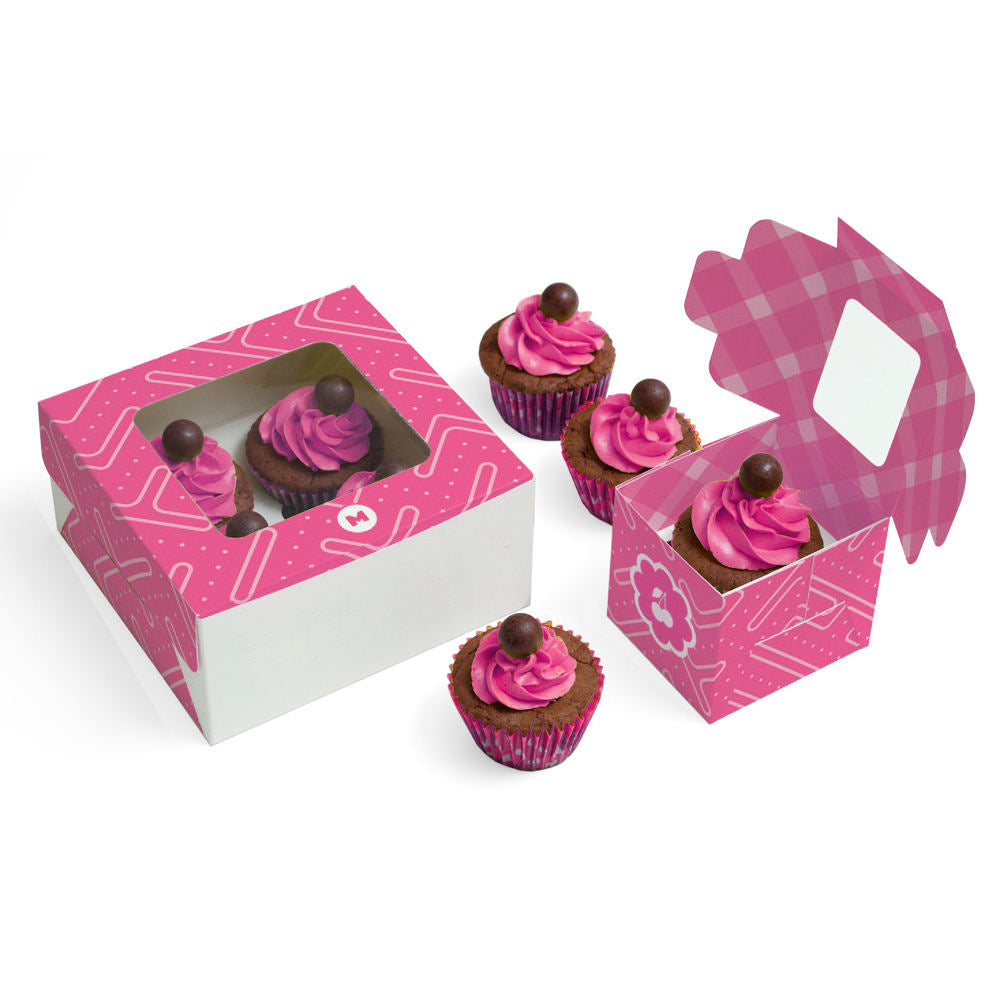 Custom Wholesale Custom printed Logo Pink Donut Cake Pastry Bakery Cupcake Box Packaging With Window - Fastfoodpak