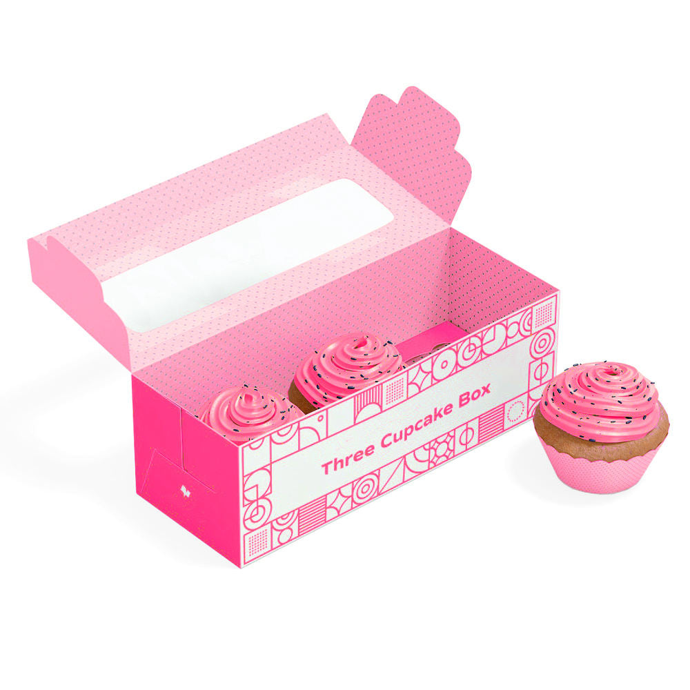 Custom Wholesale Custom printed Logo Pink Donut Cake Pastry Bakery Cupcake Box Packaging With Window - Fastfoodpak