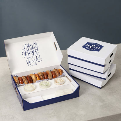 Custom Bagel Catering Box with Cream Cheese Cup Insert