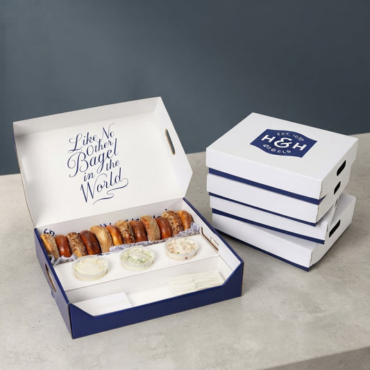Custom Bagel Catering Box with Cream Cheese Cup Insert
