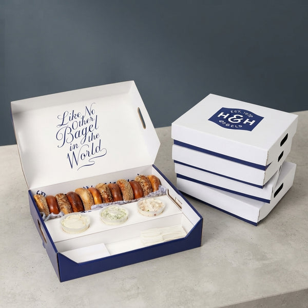 Custom Bagel Catering Box with Cream Cheese Cup Insert