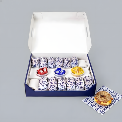 Custom Bagel Catering Box with Cream Cheese Cup Insert