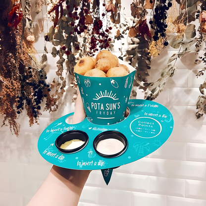 Custom Holder Cone Packaging and Plate with Sauce Cups for Fries