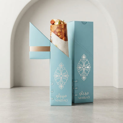Custom Takeaway Shawarma Kebab Wrap Box with Easy-Tear Strip
